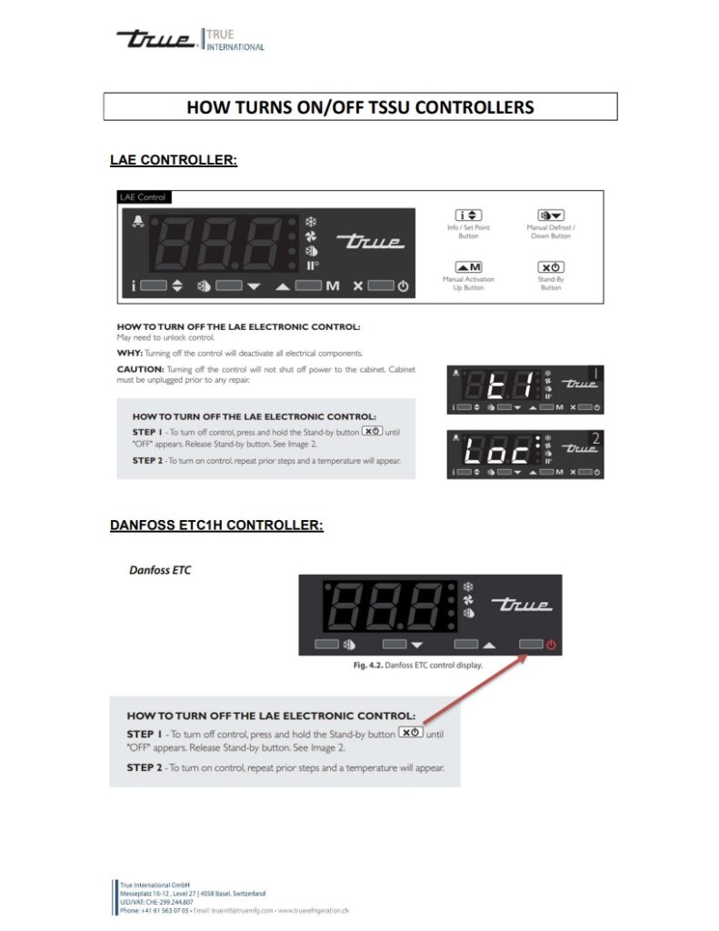 Service Documentation- True TSSU - True Refrigeration